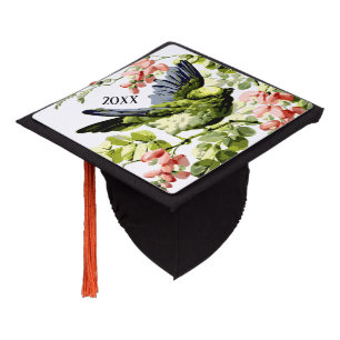 Lovely Young Parrot in Flowering Tree Year Graduation Cap Topper