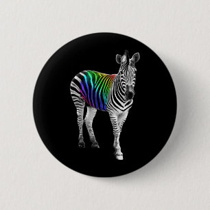 Lovely Zebra Colourful Rainbow Es Wildlife Safari 2 Inch Round Button