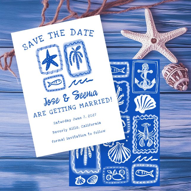 LoveNote from the Sea Beach Hand-Drawn Cute Custom Save The Date (LoveNote from the Sea Beach Hand-Drawn Cute Custom Save The Date Card
)