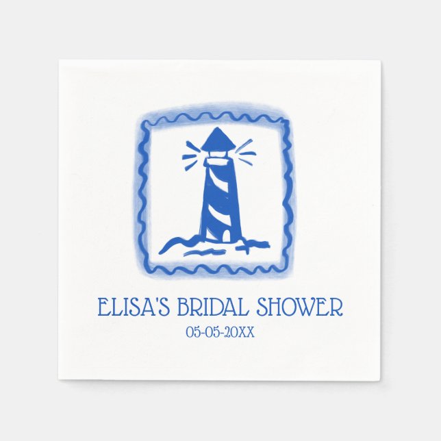 LoveNotes from Sea Lighthouse CUSTOM Bridal Shower Napkin (Front)