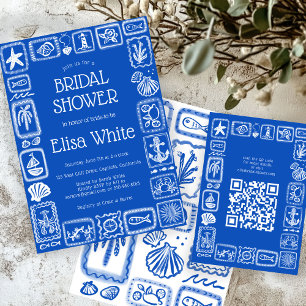 LoveNotes from Sea Modern CUSTOM QR Bridal Shower Enclosure Card