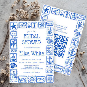 LoveNotes from Sea Modern CUSTOM QR Bridal Shower Invitation