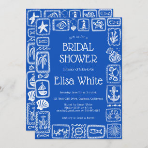 LoveNotes from Sea Modern CUSTOM QR Bridal Shower  Invitation