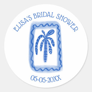 LoveNotes from Sea Palm Tree CUSTOM Bridal Shower Classic Round Sticker