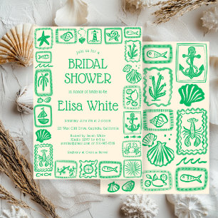 LoveNotes from the Sea Bridal Shower Modern CUSTOM Invitation