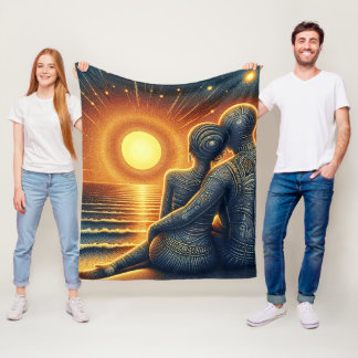 Lover at Sunset by the Sea Fleece Blanket