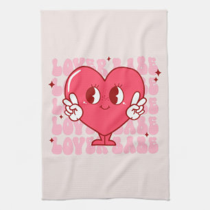 Lover Babe Cute Smiling Heart & Repeating Text Kitchen Towel