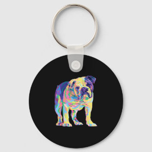 Lover Gifts Bulldog Colourful English Bulldog Mens Keychain