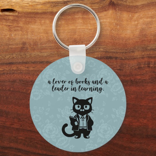 Lover Of Books Leader In Learning Educator Keychain (Front)