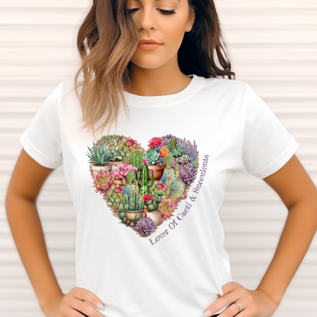 Lover Of Cacti And Succulents In A Heart Shape T-Shirt (Creator Uploaded)