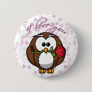 lover owl 2 inch round button