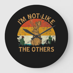 Lover Style Sunset Cactus Jackalope   Rabbit Lover Large Clock