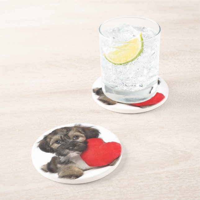Lover Valentine Havanese Puppy Dog Coaster (Side)