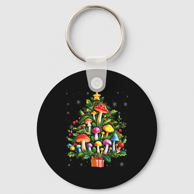 Lover Xmas Mushroom Christmas Tree  Keychain (Front)