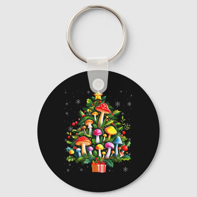 Lover Xmas Mushroom Christmas Tree T Shirt  Keychain (Front)