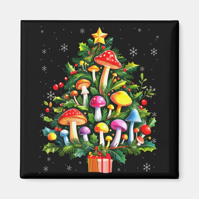 Lover Xmas Mushroom Christmas Tree T Shirt  Magnet (Front)