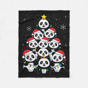 Lover Xmas Panda Christmas Tree  Fleece Blanket