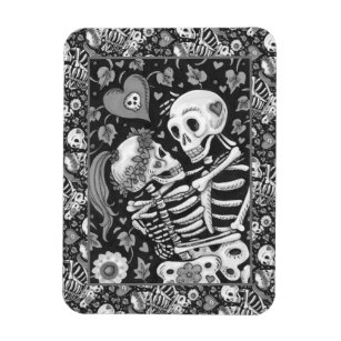 LOVERS AMONG THE IVY, SWEETHEART SKELETONS EMBRACE MAGNET