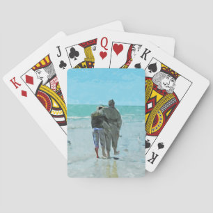 Lovers Anniversary Walk on the Beach Abstract Playing Cards