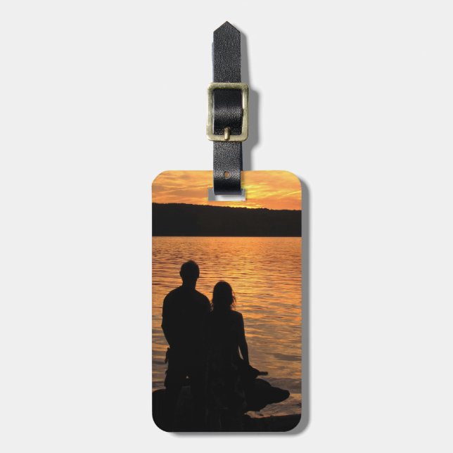 Lovers at Sunset Lake Luggage Tag (Front Vertical)