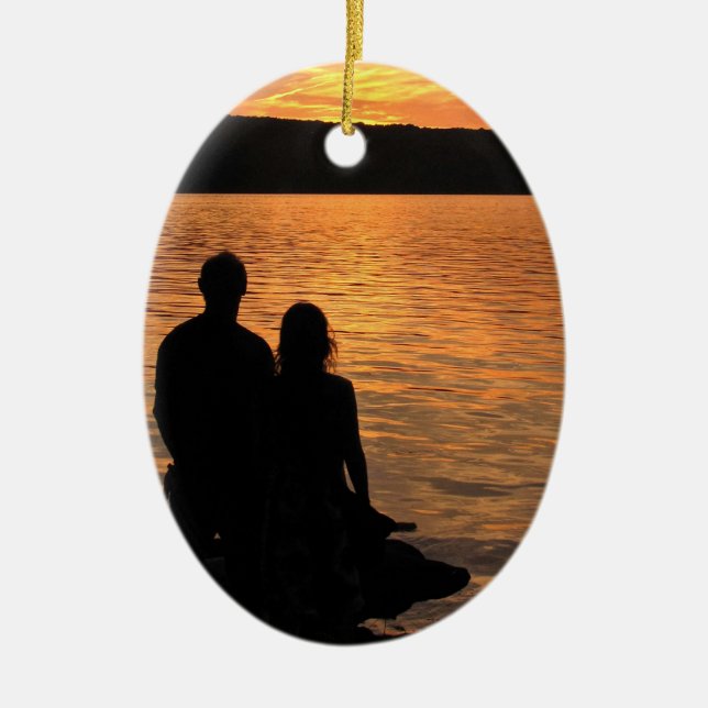 Lovers at Sunset Lake Ornament (Front)