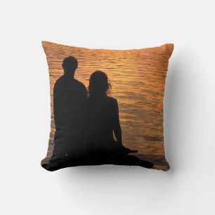 Lovers at Sunset Lake Throw Pillow