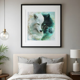 Lovers’ Balance – Mystical Yin Yang Wolf Poster