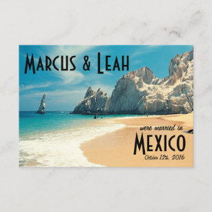 Lovers Beach, Cabo, Mexico Wedding Announce/Invite Invitation
