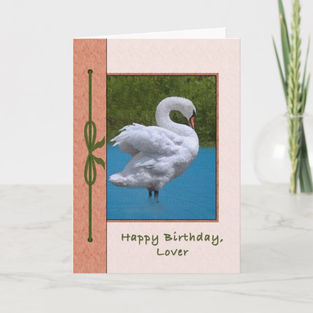 Lover's Birthday Card with Mute Swan Bird (Front)