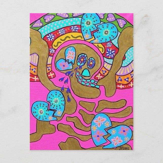 Lovers Broken Hearts & Tears Day Of The Dead Postcard (Front)
