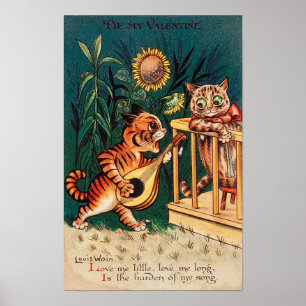Lovers Cat Valentine, Louis Wain Poster