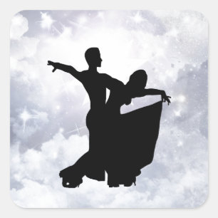 Lovers dancing in romance square sticker