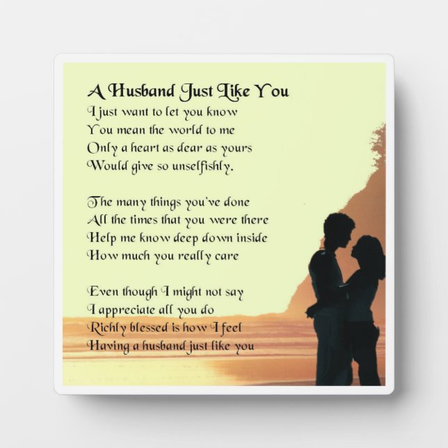 Lovers Design  Husband Poem Plaque (Front)