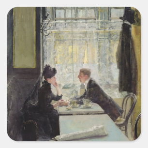 Lovers in a Cafe Square Sticker