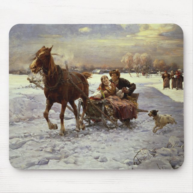 Lovers in a sleigh mouse pad (Front)