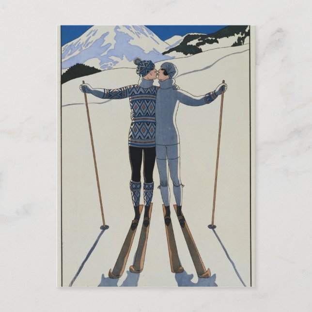 <Lovers in the Snow> by Georges Barbier Postcard (Front)