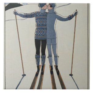 <Lovers in the Snow> by Georges Barbier Tile