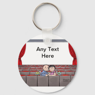 Lovers in the Theatre Cartoon by PrintedPerfection Keychain