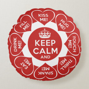Lover's Keep Calm, Mood Love Hearts Round Pillow