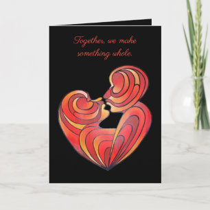 Lovers Kiss And Their Bodies Form A Love Heart Card