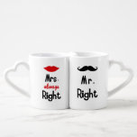 Lovers Mug Mr & Mrs Always Right<br><div class="desc">Lovers Mug Mr & Mrs Always Right,  mug Set with lips for her and moustache for him ,  a set of lovers mugs for the couple ,  or for  the newly weds.</div>