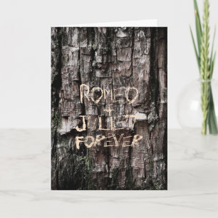 Lover's Names Carved on a Tree Holiday Card