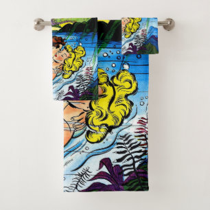 Lovers Ocean Romance Vintage Comics Bath Towel Set