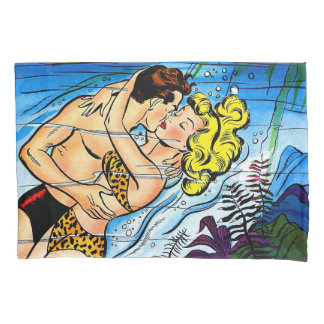 Lovers Ocean Romance Vintage Comics Pillowcase