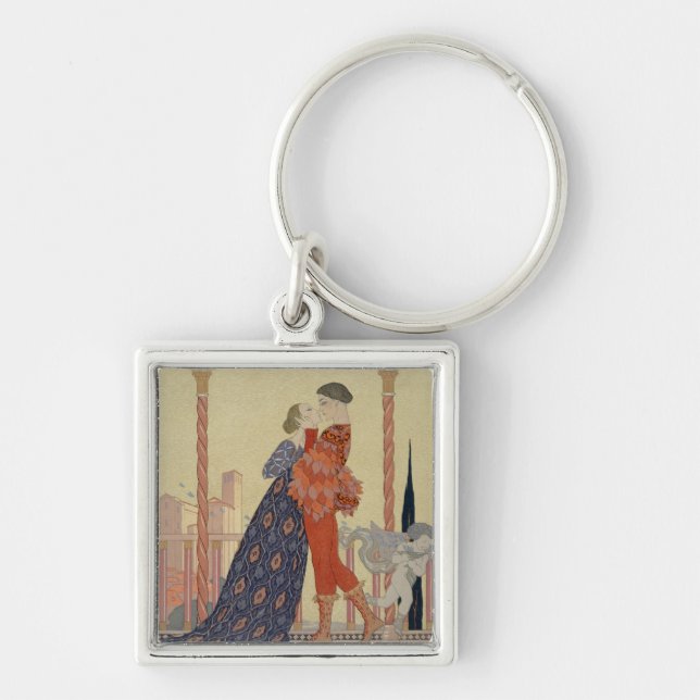 Lovers on a Balcony (w/c on paper) Keychain (Front)