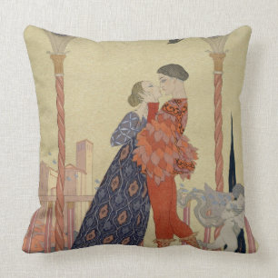 Lovers on a Balcony (w/c on paper) Throw Pillow