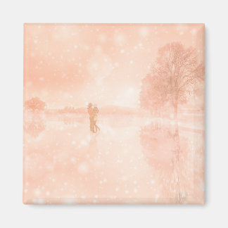 Lovers on a frozen pond magnet