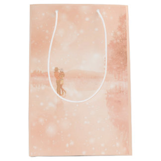 Lovers on a frozen pond medium gift bag