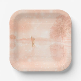 Lovers on a frozen pond           paper plate