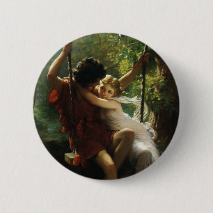 Lovers on a Swing. Spring by Pierre Auguste Cot 2 Inch Round Button